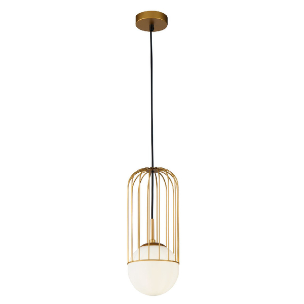 Druciana LAMPA wisząca TELFORD P362PL-01G Maytoni modernistyczna OPRAWA szklana kula zwis złoty biały