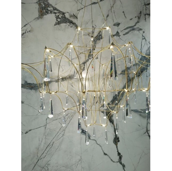 Wisząca LAMPA designerska SALAMANCA LE41324 Luces Exclusivas kryształowy żyrandol LED 20W 3000K do salonu złoty