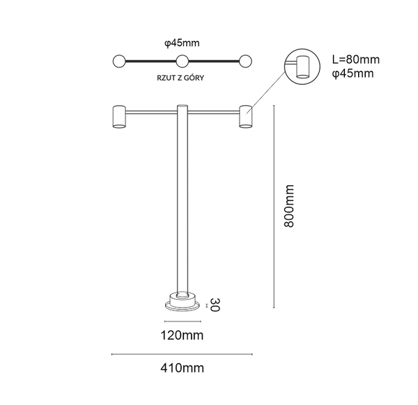 Tarasowa lampa stojąca Niseko 9921 Shilo 2-punktowa IP54 antracyt