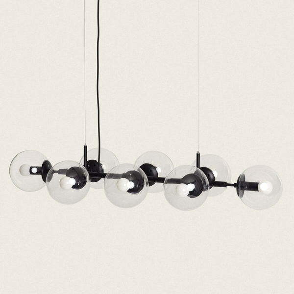 Wisząca lampa kulista Porto ABR-LWP-8XE14 szklana czarna przezroczysta