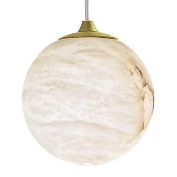 Kulista lampa wisząca Volterra P01968BR Cosmolight alabaster mosiądz