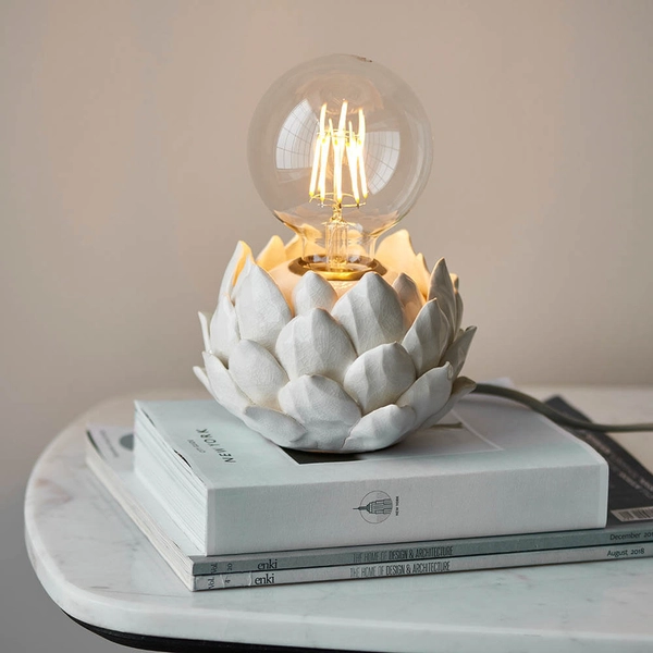 Ceramiczna lampa stołowa Artichoke 99147 biały przezroczysty mosiądz