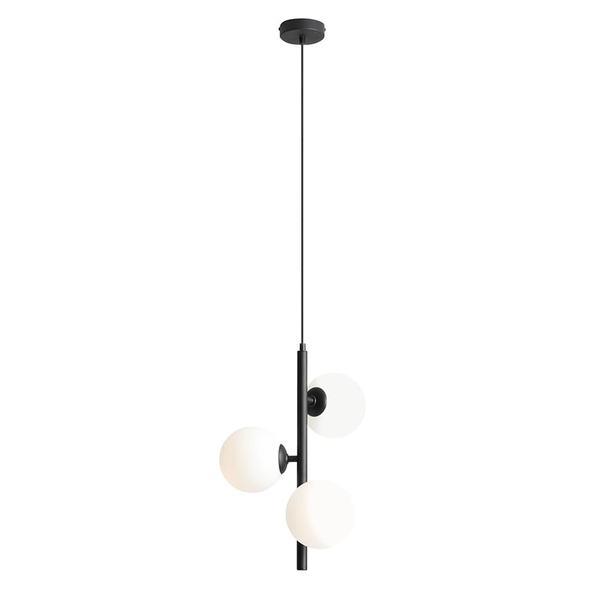 Zwisająca lampa salonowa Fin 1120E1_S Aldex kule bańki szklana czarna