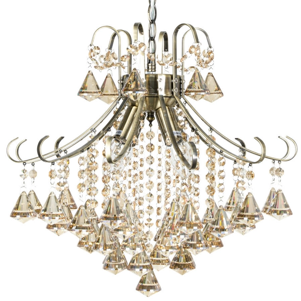 Pałacowa LAMPA wisząca Barcelona 6248/4 21QG Elem metalowa OPRAWA crystal ZWIS glamour mosiądz bursztynowy