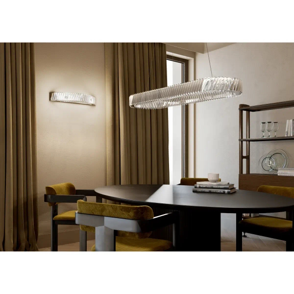 Owalna lampa wisząca LUXORA 11707 LED 40W 3000K kryształowa nikiel
