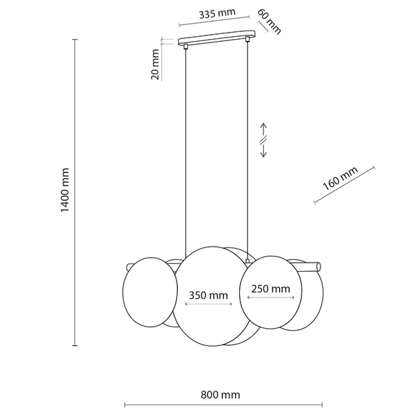 Zwisowa lampa nad stół Pulse 10005 monety japandi drewniana biała