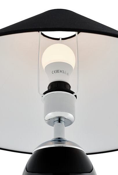 Szklana LAMPA stołowa REA 40602102 Kaspa abażurowa LAMPKA nocna czarna