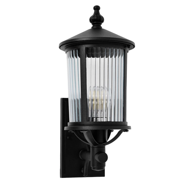 Zewnętrzny kinkiet elewacyjny Miami K-8220 IP44 metalowy szklany czarny