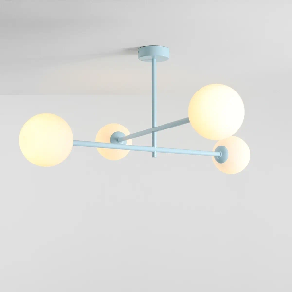 Okrągła sufitowa lampa Pinne 1080PL_L29 kule szklane białe niebieskie