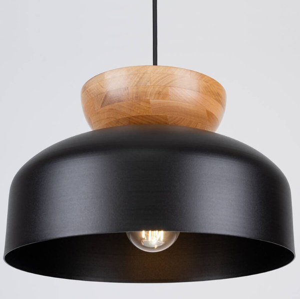 Wisząca lampa do salonu Marion SL.1351 półokrągła drewniana czarna