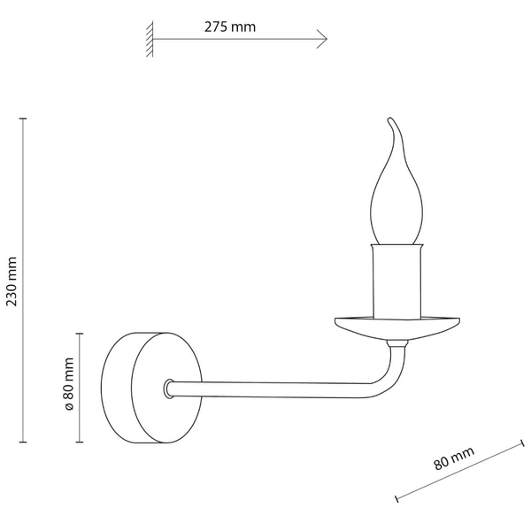 Kinkiet naścienny Limal 4611 świecznik do jadalni loft czarny
