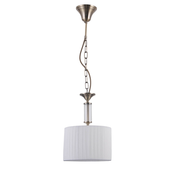 Antyczna LAMPA wisząca FERLENA PND-28343-1 Italux abażurowa OPRAWA zwis na łańcuchu brąz biały