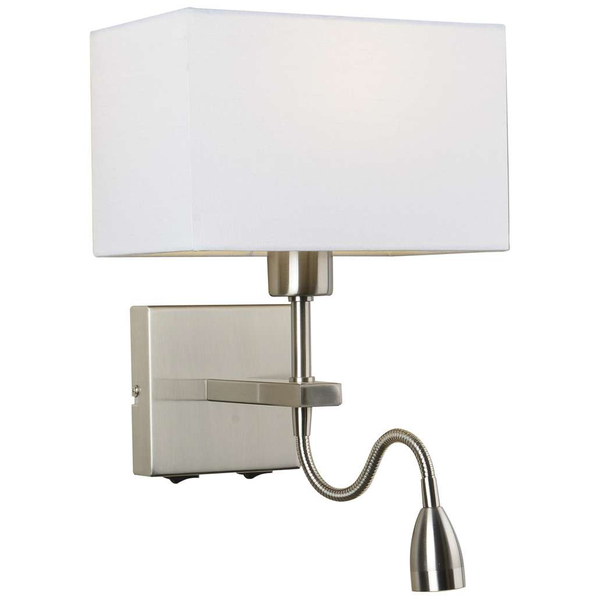 Abażurowa LAMPA ścienna NORTE WL-1122-2-BL-SN-RC-WH Italux klasyczna OPRAWA z peszlem LED 3W 3000K kinkiet nikiel biały