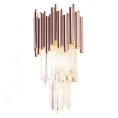 Kinkiet LAMPA ścienna VOGUE W0227 Maxlight kryształowa OPRAWA metalowe sople crystal glamour złote przezroczysta