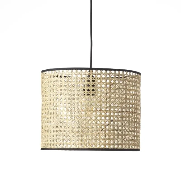 Wisząca lampa ratanowa Wiley 99090/09 nad wyspę czarna beżowa