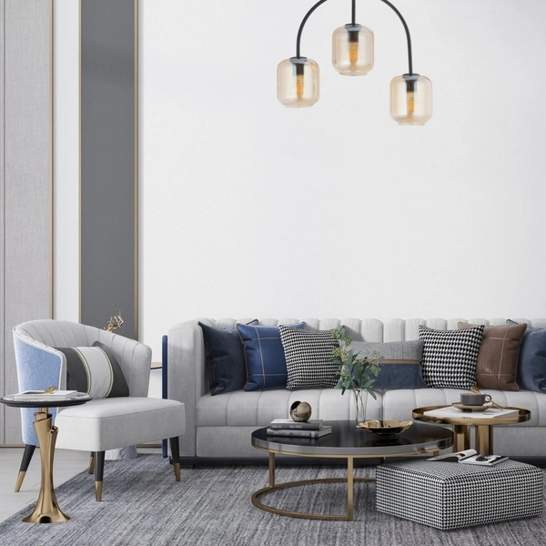 Sufitowa lampa łuk SHINE 32244 Sigma szklane klosze bursztynowe czarna