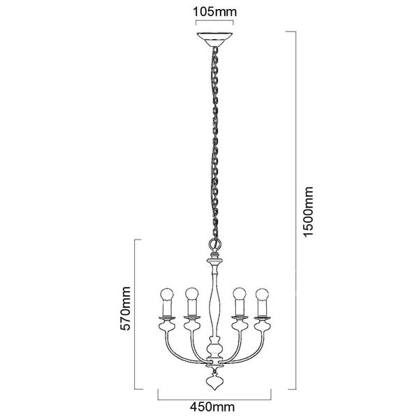 Biała lampa świecznikowa Castella zwis na łańcuchu nad stół