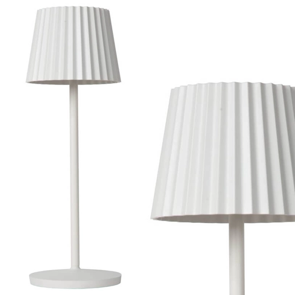 Biała lampa stojąca Justine na taras LED 2W 2700K ściemnialna