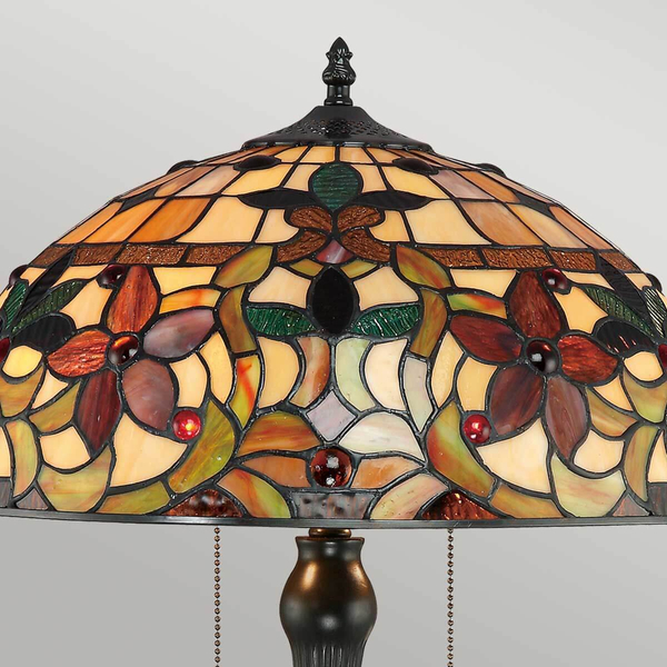 Lampa stołowa Kami QZ-KAMI-TL Quoizel witrażowa szkło multikolor brąz