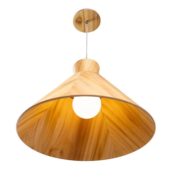 Lampa wisząca drewniana Conical QN-CONICAL-P-M-TEAK nad stół brązowy