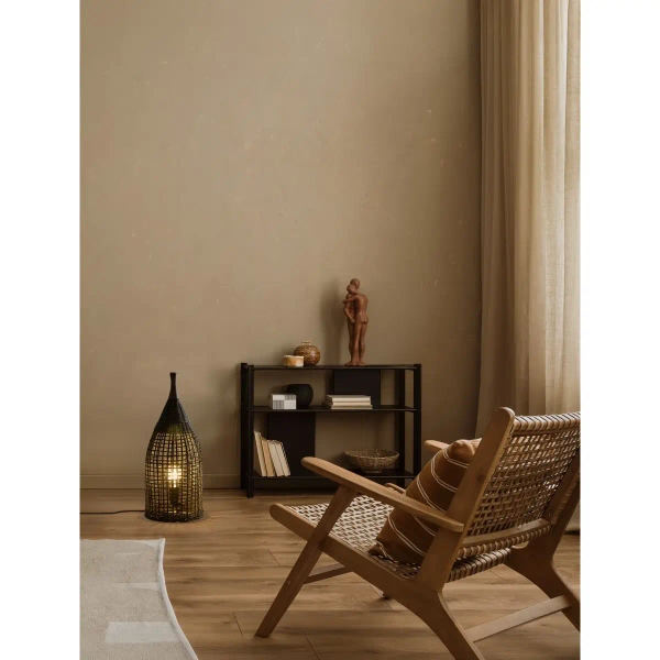 Rustykalna lampa stojąca ALDENZO LE45388 ratanowa czarna