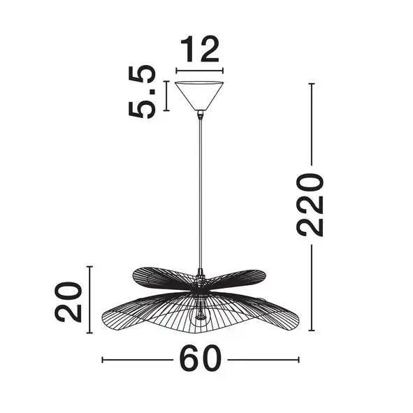 Lampa wisząca z kloszem SELVORA LE45374 kapelusz drewno biały