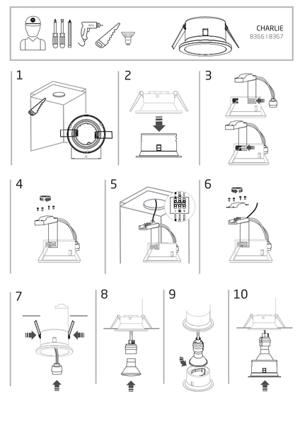 Oczko do zabudowy Charlie 8366 łazienkowa lampa metalowa biała
