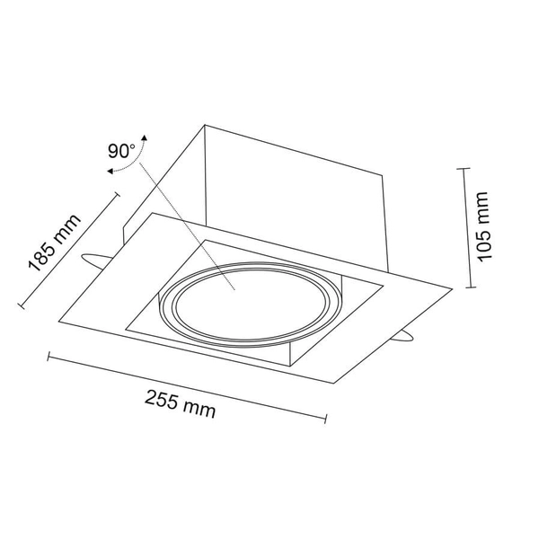 Oczko LAMPA sufitowa MUKO 3312 Shilo prostokątna OPRAWA podtynkowa do zabudowy WPUST czarny