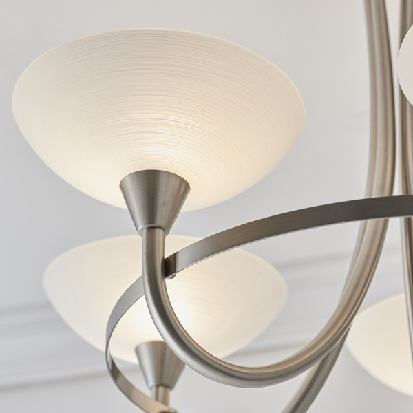 Lampa sufitowa CAGNEY-5SC Endon szklane kielichy satynowy chrom białe