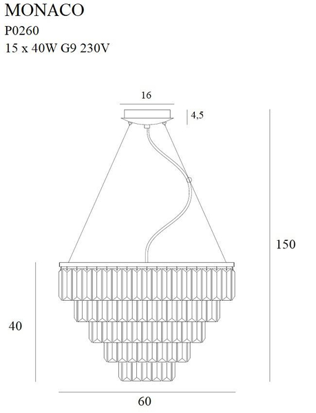 LAMPA wisząca MONACO P0260 Maxlight kryształowa OPRAWA zwis glamour crystal przezroczysty