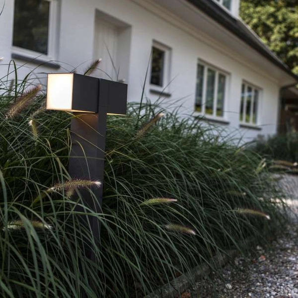 Stojąca lampa CUBA 7193801118 prostokątna LED 23W 3000K słupek IP54 szary