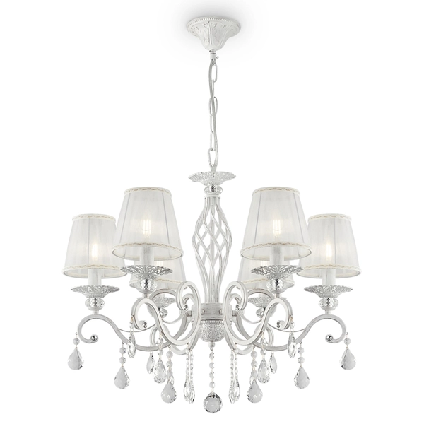 Żyrandol glamour Grace ARM247-06-G abażurowy kryształ biały