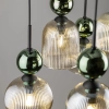 Glamour lampa zwisająca Sophia Green 11150 klosze żebrowane zielony
