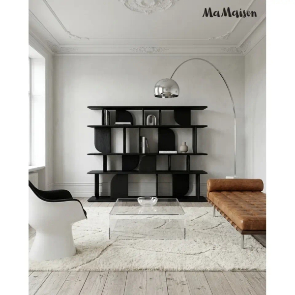 Regał NIVO MM001501100403 czarny drewniany do salonu 170cm
