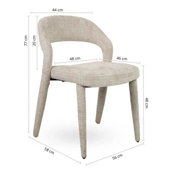 Tapicerowane krzesło KOS MM1501100299 beżowe taupe tkanina 45cm
