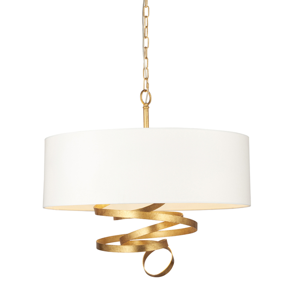 Lampa wisząca z abażurem L&-195268 Light& serpentyna hampton złota ecru