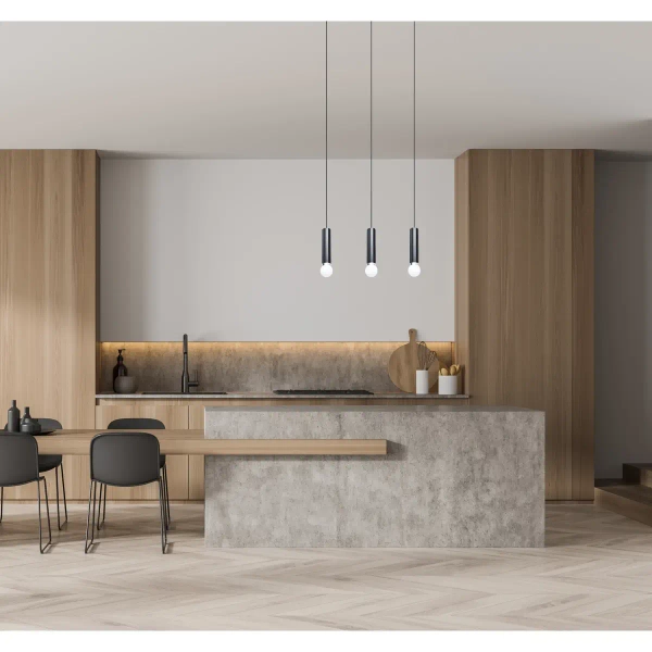 Potrójna lampa wisząca nad wyspę Macera PND-33849-3-BK czarna biała