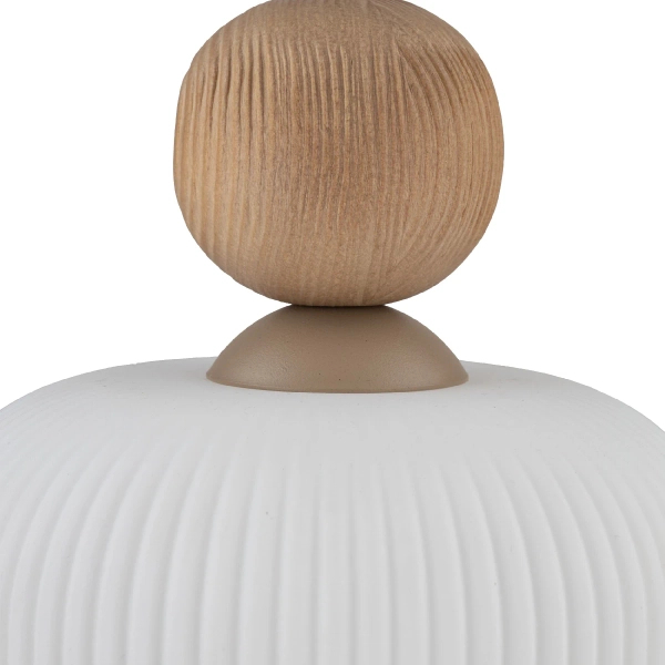 Wisząca lampa nad stół Ballo 11049 szklana ryflowana biały beżowy
