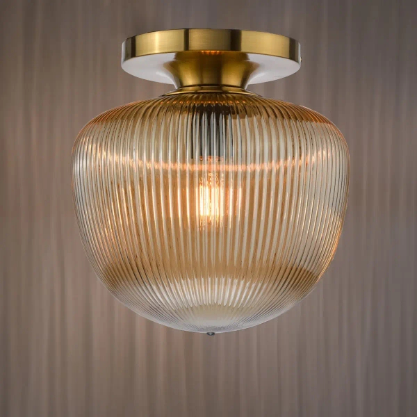 Sufitowa lampa do salonu Abrielle ABR5206 szklana bursztynowa