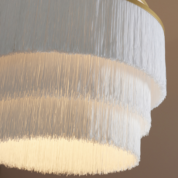 Lampa wisząca glamour L&-191532 Light& frędzle białe złota