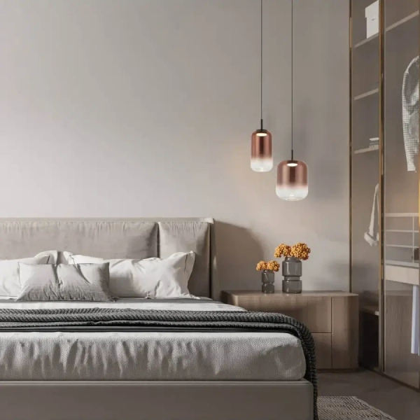 Kuchenna lampa wisząca 23219 LED 12W 3000K szklana miedziana czarna