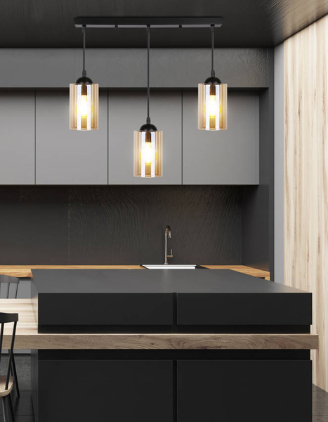 Wisząca lampa na listwie Bistro 33-00545 Candellux szklane tuby czarne