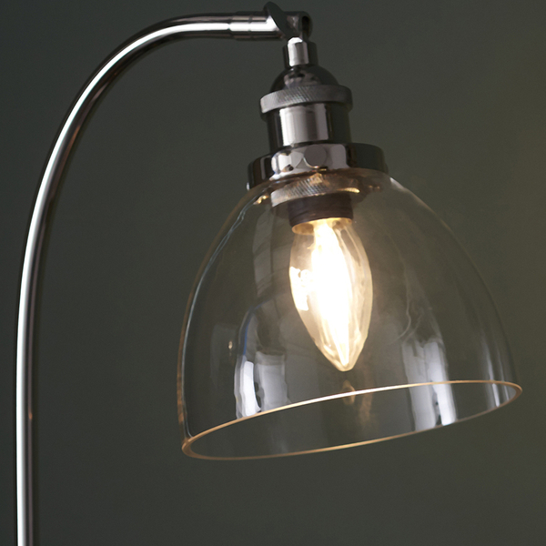 Vintage lampa stołowa L&-197590 Light& ze szklanym kloszem nikiel
