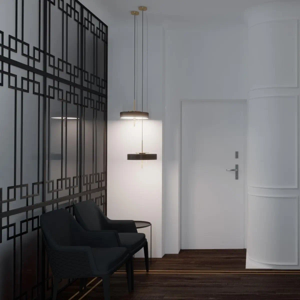 Wisząca lampa z włącznikiem Artdeco MP8872 black Step okrągła czarna złota