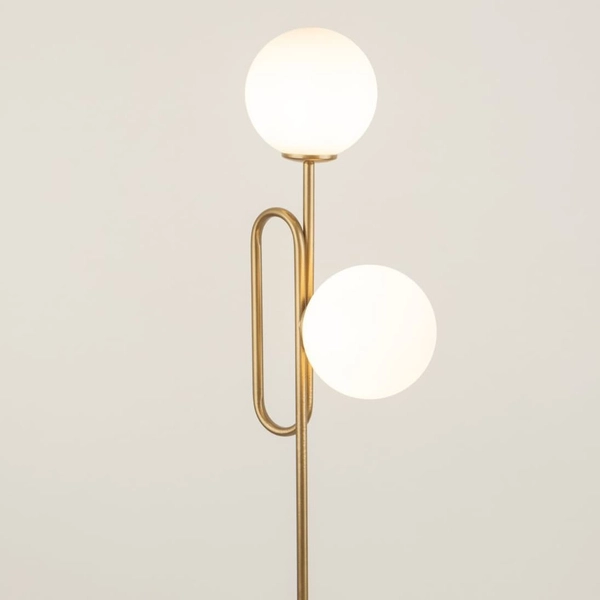 Podłogowa lampa molekuły podwójna Tes 50362 Sigma szklana biała złota