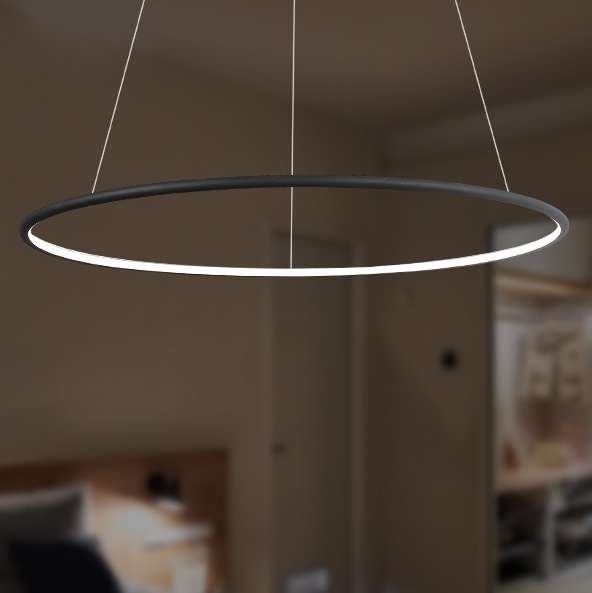 LAMPA wisząca MDECO SLIM/000012/4000/B okrągła OPRAWA metalowa LED 43W 4000K zwis pierścień ring czarny
