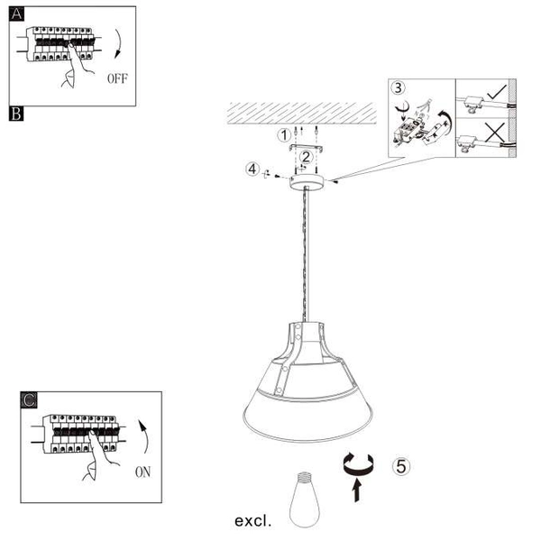 Industrialna LAMPA wisząca GÜNTHER 15366S Globo retro OPRAWA metalowy ZWIS loftowy czarny