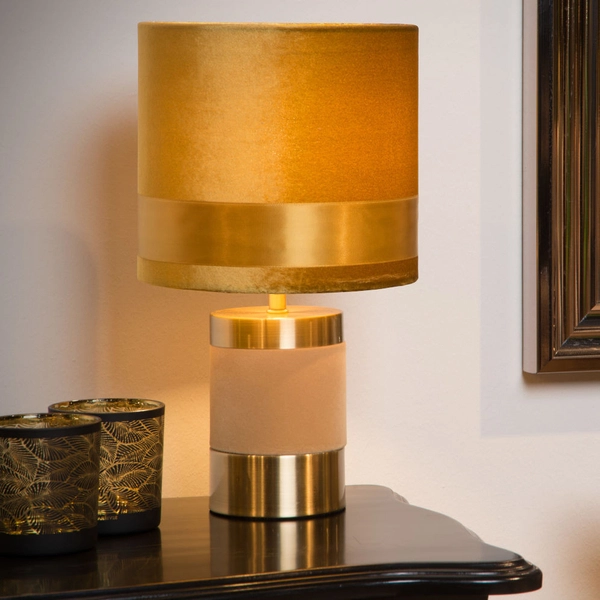 Nocna LAMPKA stojąca EXTRAVAGANZA FRIZZLE 10500/81/34 Lucide stołowa LAMPA abażurowa żółta