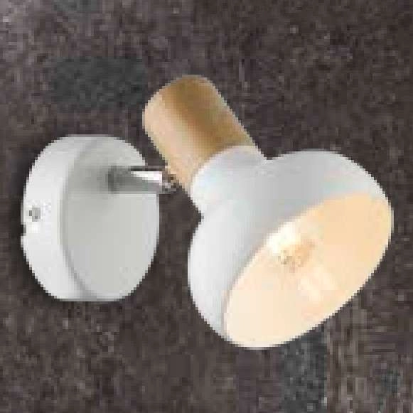 Ścienna lampa reflektor PUERTO 91-62796 skandynawska drewno biały
