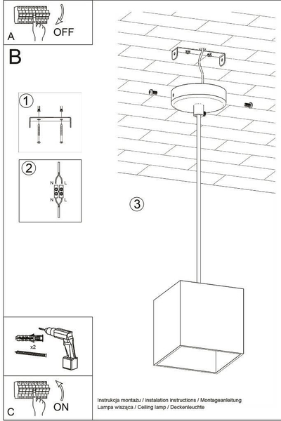 LAMPA wisząca SL.0062 metalowa OPRAWA zwis kostka cube biała